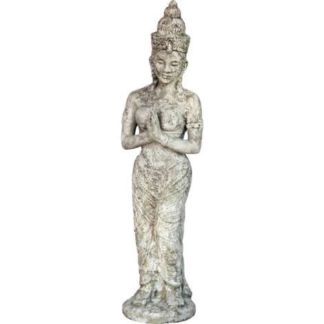 Statue femme bouddha debout effet vieilli gris déco zen - Gris vieilli effet pierre naturelle