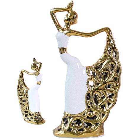 Statue Femme Danse,Sculpture Céramique de Danseuse Féminine Décoration