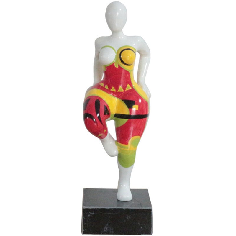 Meubletmoi - Statue femme debout jambe levée formes abstraites H33 cm - lady mayas
