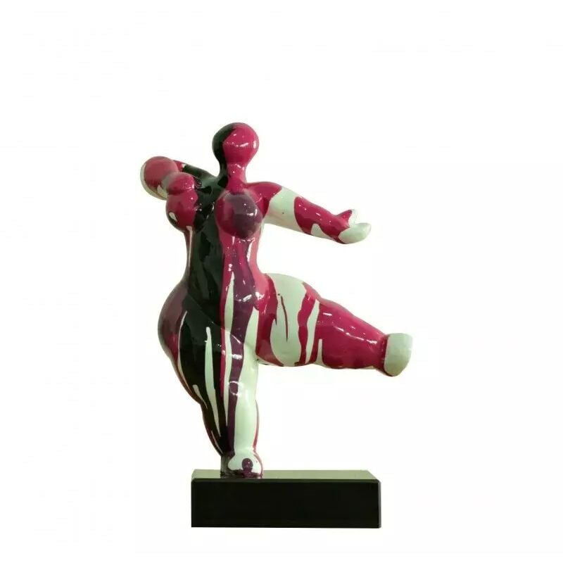 Meubletmoi - Statue femme dansant avec coulures violet / noir H33 cm - lady drips 03