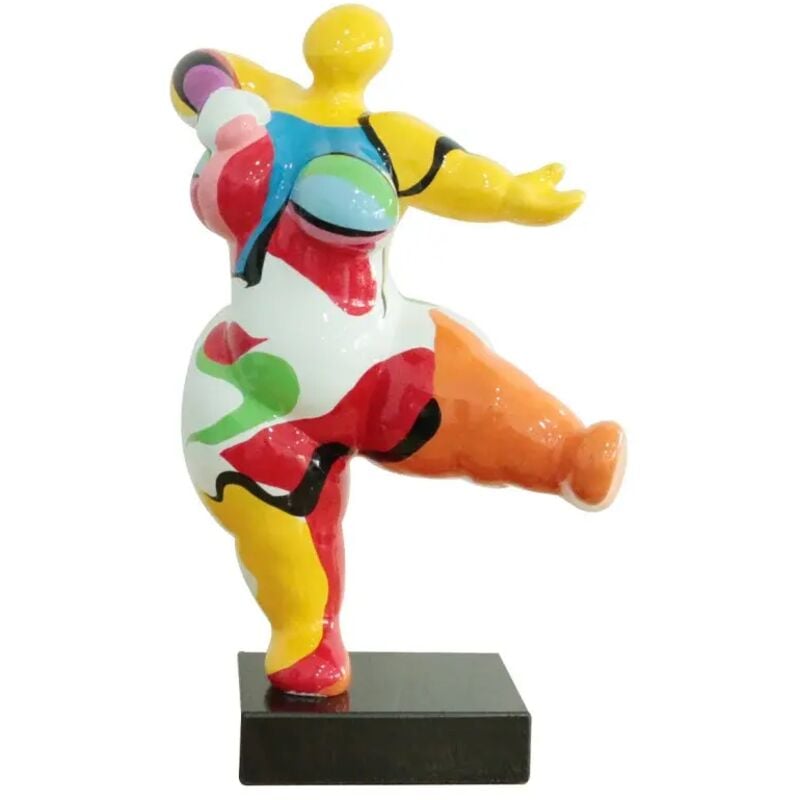 Meubletmoi - Statue femme dansant avec peinture multicolore H54 cm - lady color