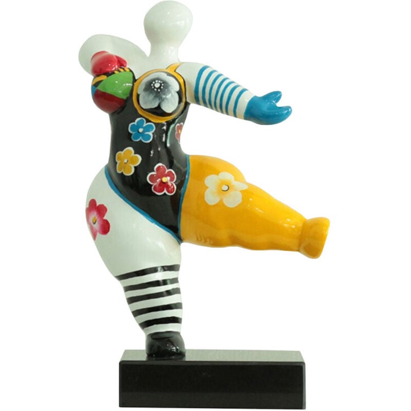 Meubletmoi - Statue femme dansant avec peinture multicolore H54 cm - lady crazy
