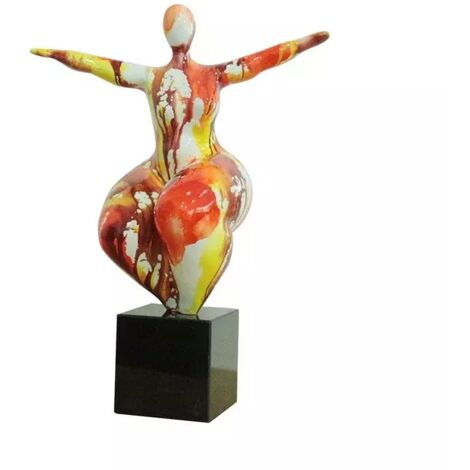 Statue femme yoga peinture aquarelle H. 56 cm - LADY AQUA
