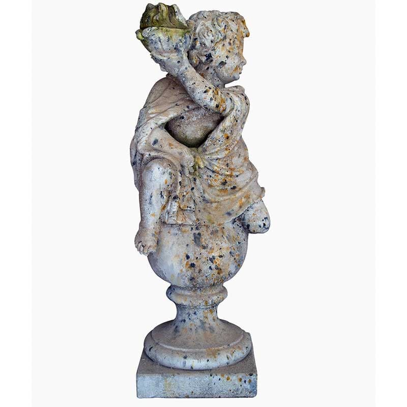 La Grande Prairie - Statue grand Putti saison hiver 102x32x32cm