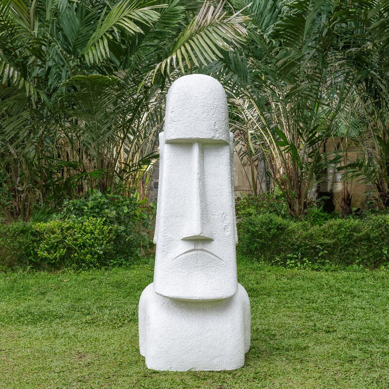 Wanda Collection - Statue jardin moai géant de l'ile de Pâques 1m50 - Gris