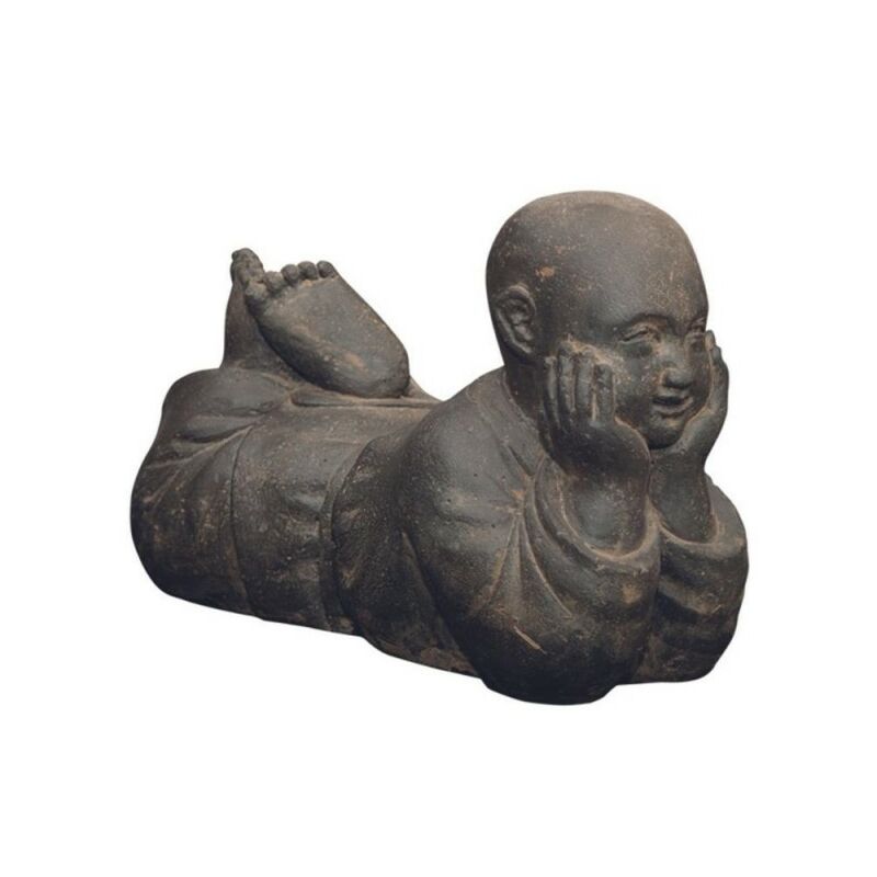 Statue jardin moine bouddhiste couché H.40 cm - Gris anthracite 40 cm - Gris anthracite