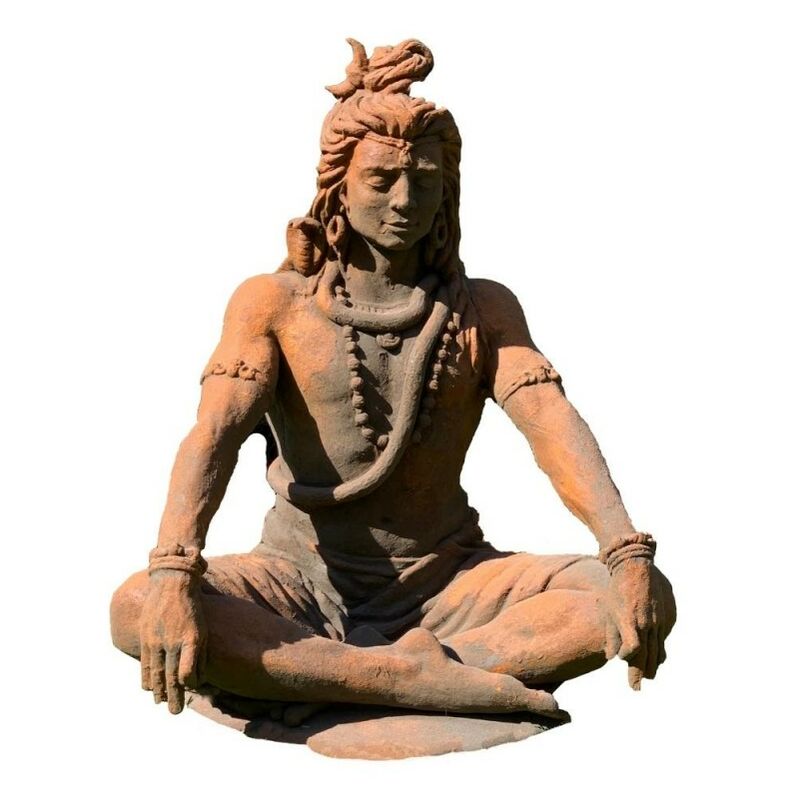 Jardinex - Statue jardin Shiva assis 90 cm - Gris 90 cm - Gris