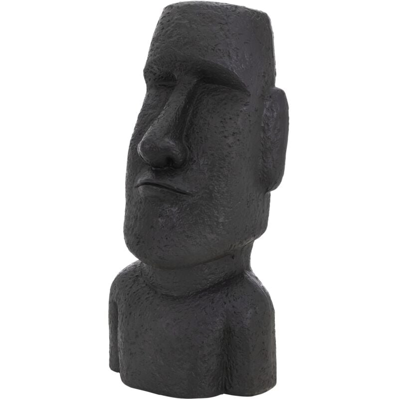 Statue de l'Île de Pâques Moai Rapa Nui Figure de Tête 53,5 cm Haut, Résine de Pierre Moulée Résistant aux Intempéries, Anthracite, Décoration Maison