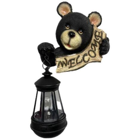 Statue lumineuse solaire de jardin, motif ours réaliste, idéale pour la cour