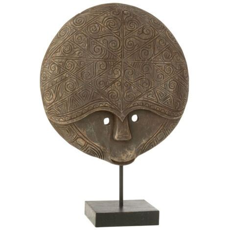 Statue Masque sur Pied "Julien" 65cm Marron