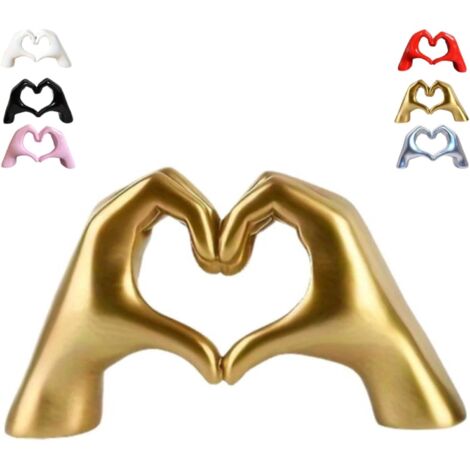 Statue moderne en forme de cœur, décoration bohème pour salon et mariage, sculpture d'étagère, cadeau Saint-Valentin, intérieur jaune