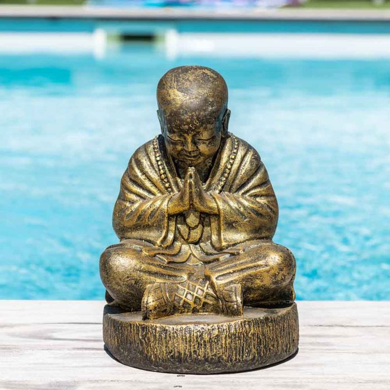 Wanda Collection - Statue moine shaolin assis doré 40 cm - Doré