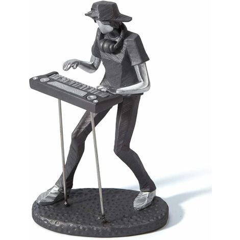 Statue Musicien Figurine Sculpture Musicale Décor Résine Piano Cadeau 22.5cm