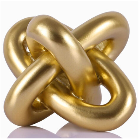 Statue Nœud Dorée en Résine - Sculpture Abstraite Design Moderne pour Décoration de Salon, Table Basse et Étagère - Objet Déco Contemporain Chic - 14x14x14 cm