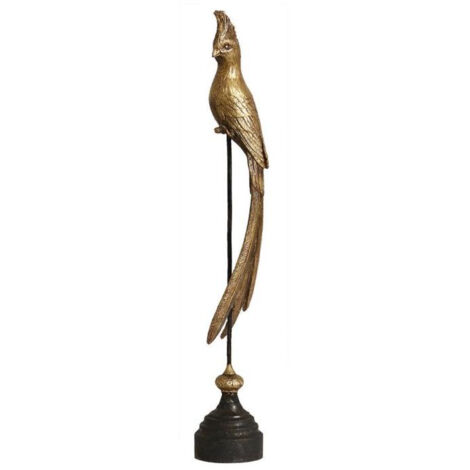 Statue oiseau de paradis sur socle en fonte - Résine - Or - Interior's
