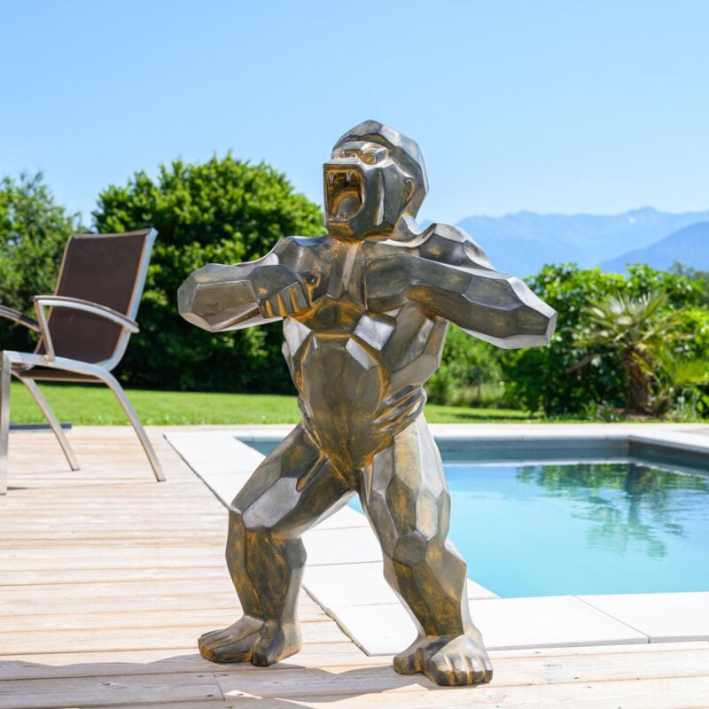 Wanda Collection - Statue origami gorille black antique 80 cm