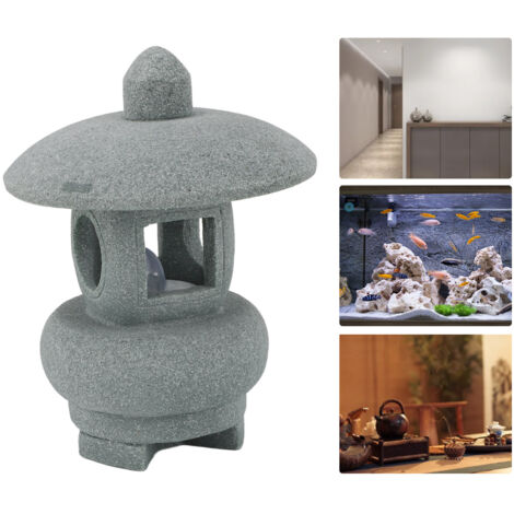 Statue Pagode Lumineuse en Pierre Bleue Type 2 Miniature Modèle pour Paysage Aquarium et Maison