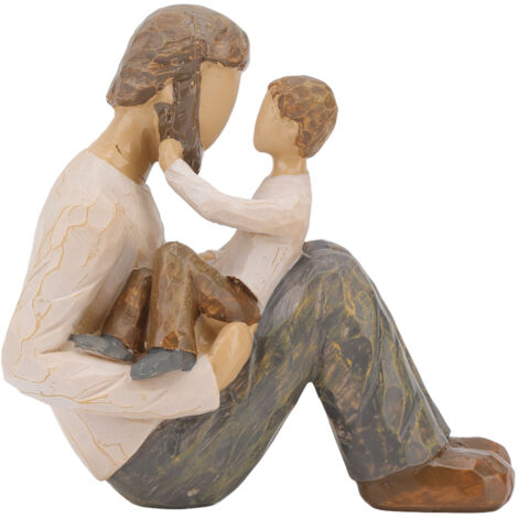 Statue père et fils peinte à la main, apparence réaliste, Figurine familiale en résine robuste pour étagère, armoire, table