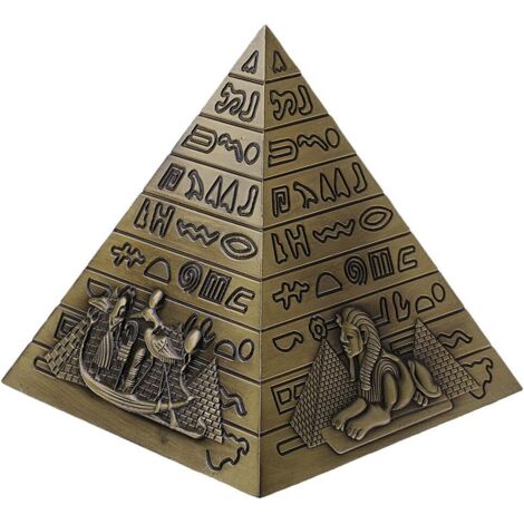 Statue Pyramide Égyptienne en Bronze, Figurine Métal Décoration Bureau, Salon, Chambre, Artisanat Artisanal