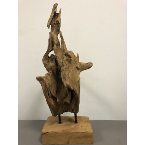Statue racine en bois teck massif - 450/550 mm - Objet décoratif - Pièce unique ROOTSY