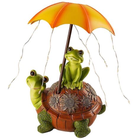 Statue solaire de jardin Tortue Grenouille Statue d'extérieur Statue de tortue de jardin