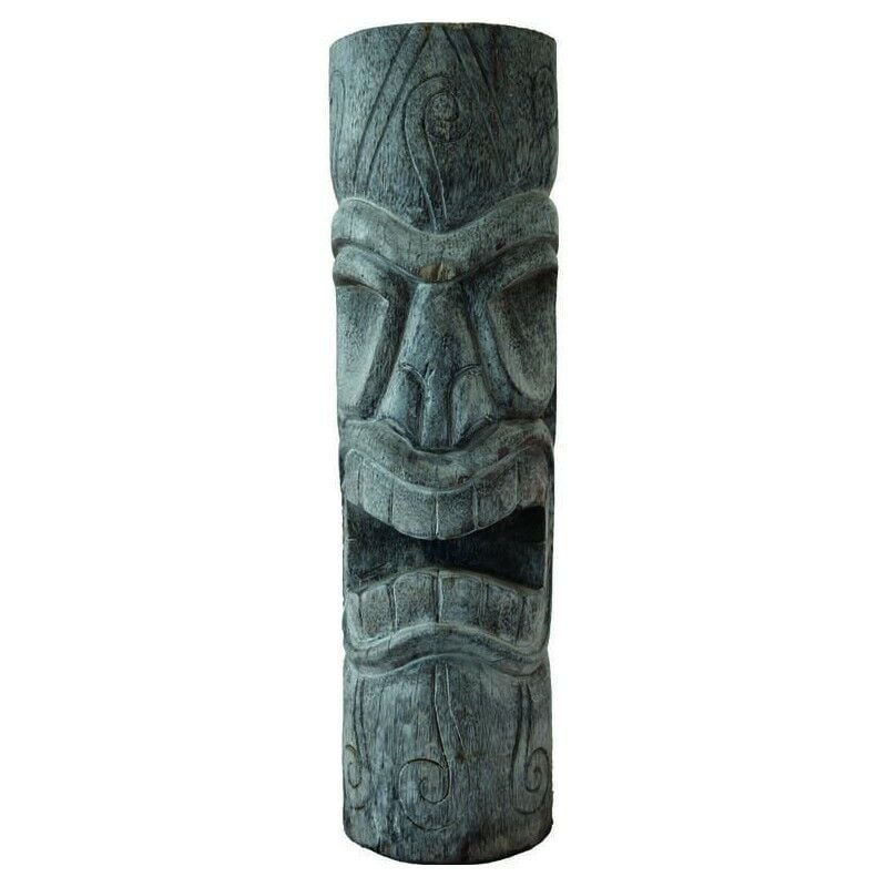 Jardinex - Statue Tiki totem Mauri cendré 100 cm - Gris 100 cm - Gris