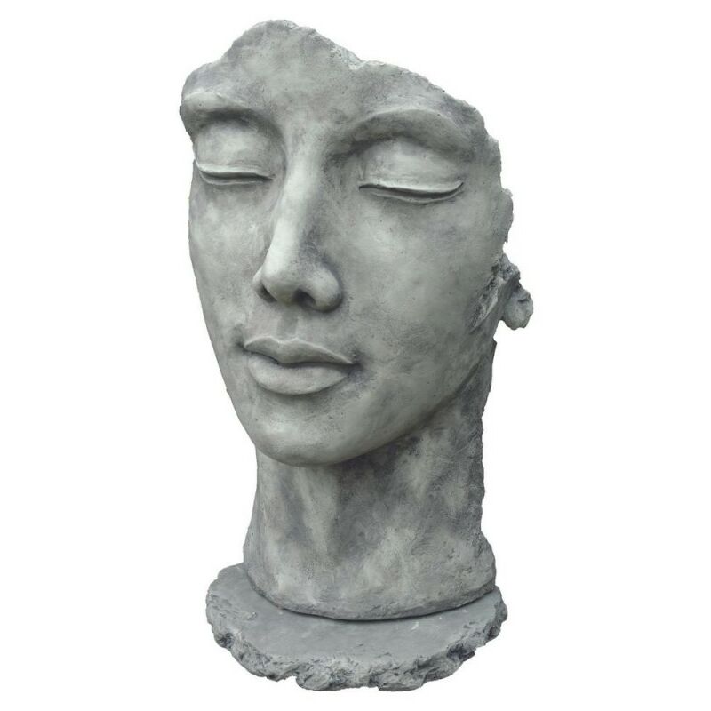 Jardinex - Statue visage femme extérieur grand format - Gris beton 115 cm - Gris beton