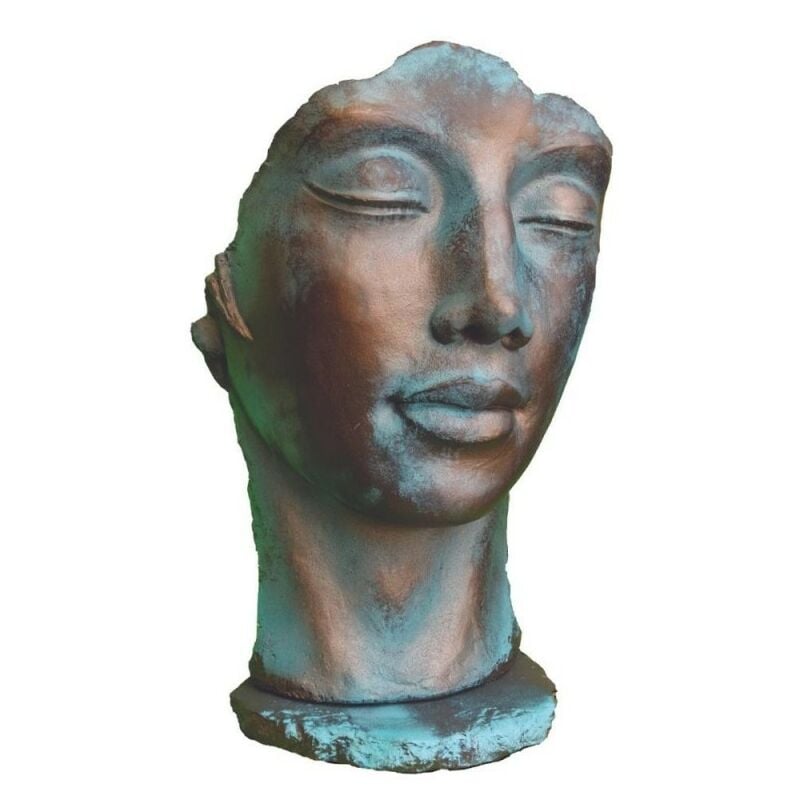 Jardinex - Statue visage femme extérieur grand format - Bronze 115 cm - Bronze