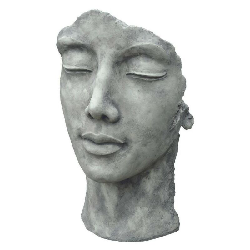 Jardinex - Statue visage femme extérieur petit format - Gris beton 50 cm - Gris beton