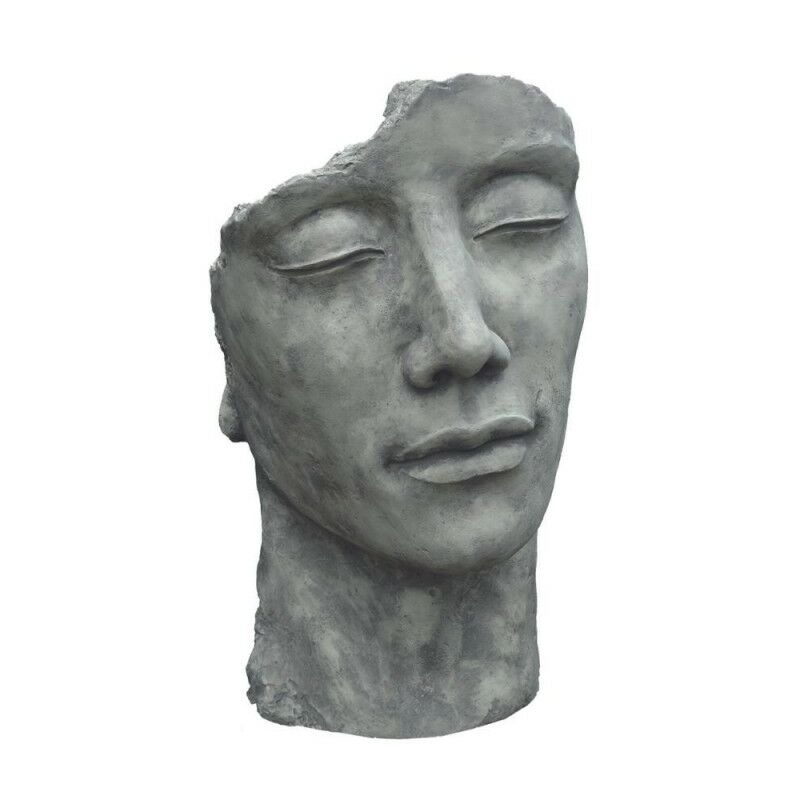 Jardinex - Statue visage homme extérieur petit format - Gris beton 53 cm - Gris beton