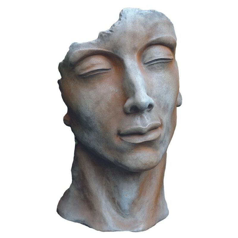 Jardinex - Statue visage homme extérieur petit format - Rouille 53 cm - Rouille