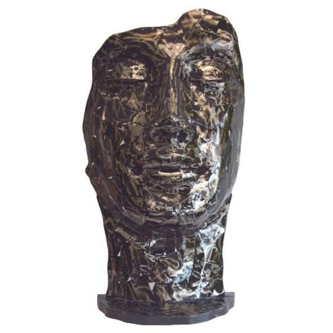 Statue visage métal mosaïque 108 cm - Gris anthracite