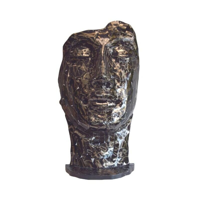 Jardinex - Statue visage métal mosaïque 108 cm - Gris anthracite - Gris anthracite