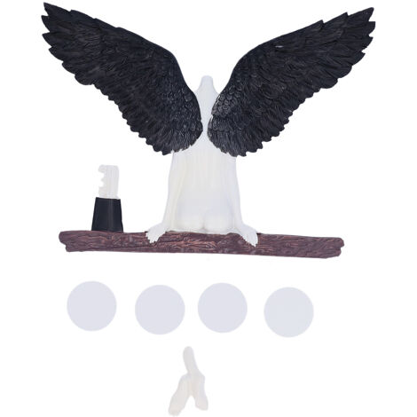 Statues d'Ange en Résine Tridimensionnelle - Décoration Murale Noire pour Intérieur 20 cm