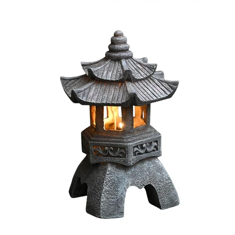 Statues De Lanterne De Pagode À Énergie Solaire, Ornements De Jardin De Lumière De Pagode De Style Japonais, pagode vintage lumineuse autonome
