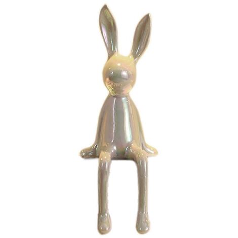 Statues de lapins en céramique, artisanat moderne nordique, blanc brillant