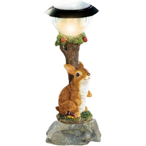 Statues de Lapins Solaire de Jardin en Résine  13 cm  Éclairage Décoratif pour Terrasse, Pelouse & Bassin