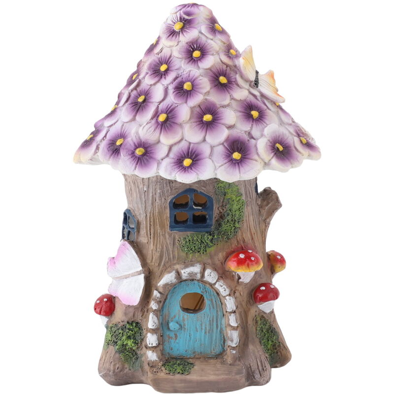 Statues de maison de champignon de jardin imperméables en résine innovante avec lampes solaires pour jardin extérieur