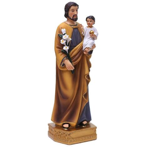 Statues de Saint Joseph tenant l'Enfant Jésus, figurines religieuses en résine, sculptures décoratives pour bureau