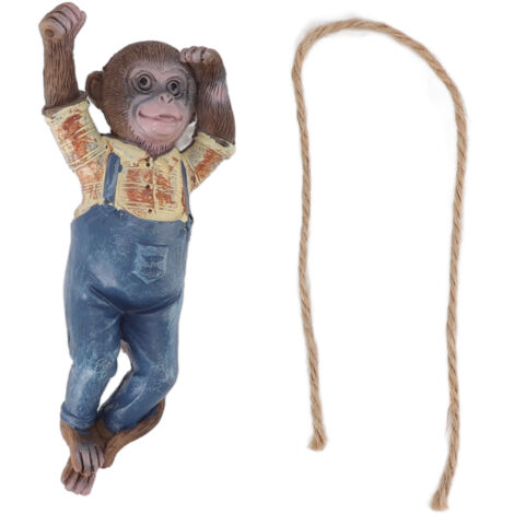Statues de singe de jardin, Simulation mignonne en résine suspendue, ornement de jardin pour jardin extérieur, pelouse, Patio
