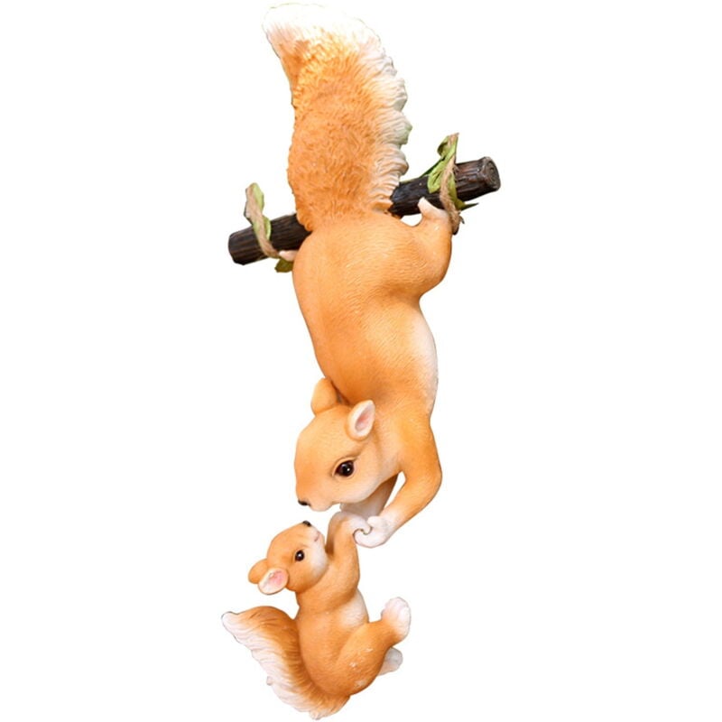 Statues d'écureuil de jardin Figurine d'écureuil suspendue en résine Statues d'animaux de jardin intérieur et extérieur