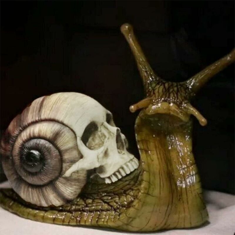 Statues d'escargot, Sculpture de crâne d'escargots de 11,5 cm, Figurine décorative du Paysage de Jardin, Ornements d'artisanat du crâne pour