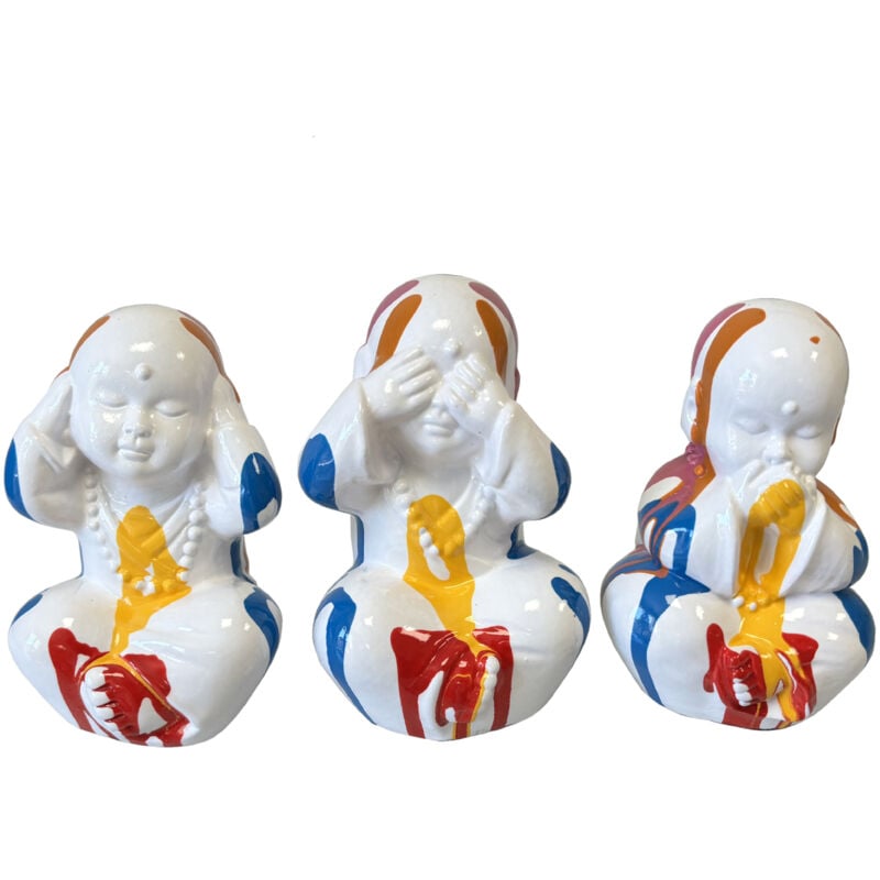 Sans Marque - Statues en céramique trio de petits moines bouddhistes