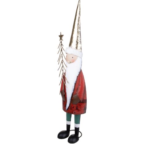 Statuetta babbo natale con albero in resina per decorazioni natalizie