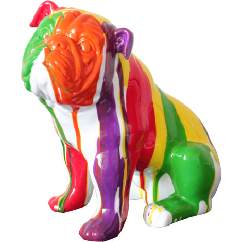 Statuetta Bulldog Seduto Kuatéh Nun 29x16x28 cm Multicolore