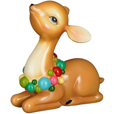 Statuetta cervo marrone h 15,5cm per decorazioni natalizie