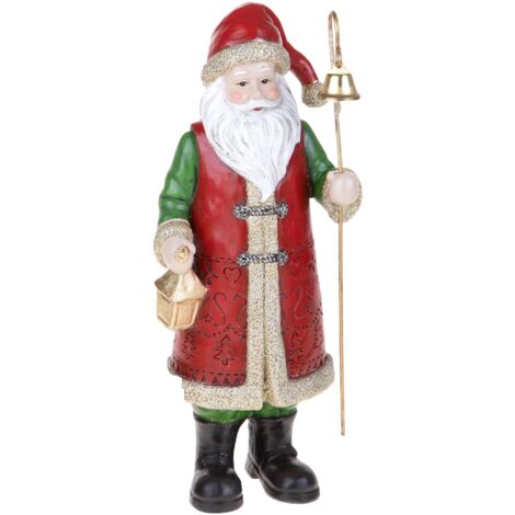 Statuetta con babbo natale e campanella , decorazione per interno h 34,5 cm