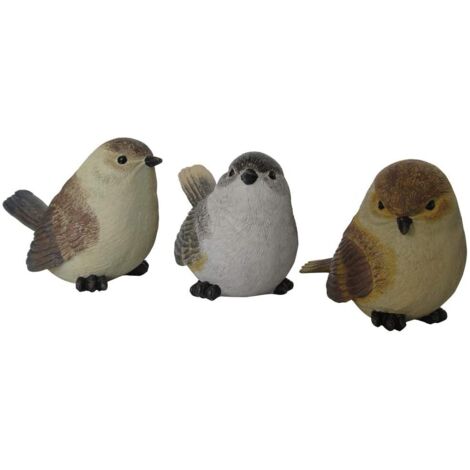 Statuetta da giardino set 3 UCCELLINI decorazioni Verdelook