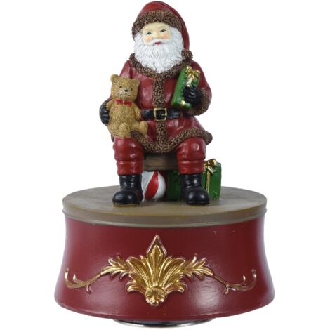Statuetta decorativa Babbo Natale con musica decorazione natalizia in resina da 15 cm