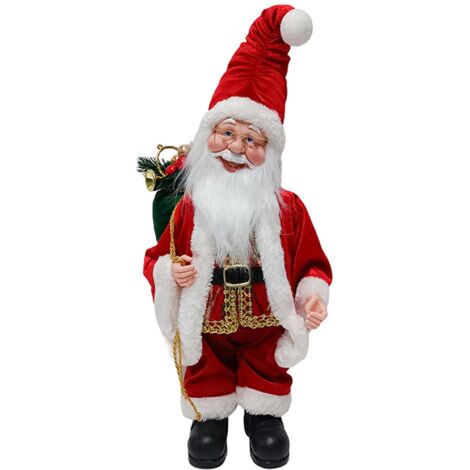 Statuetta decorativa Babbo Natale con sacco e carillon decorazione natalizia